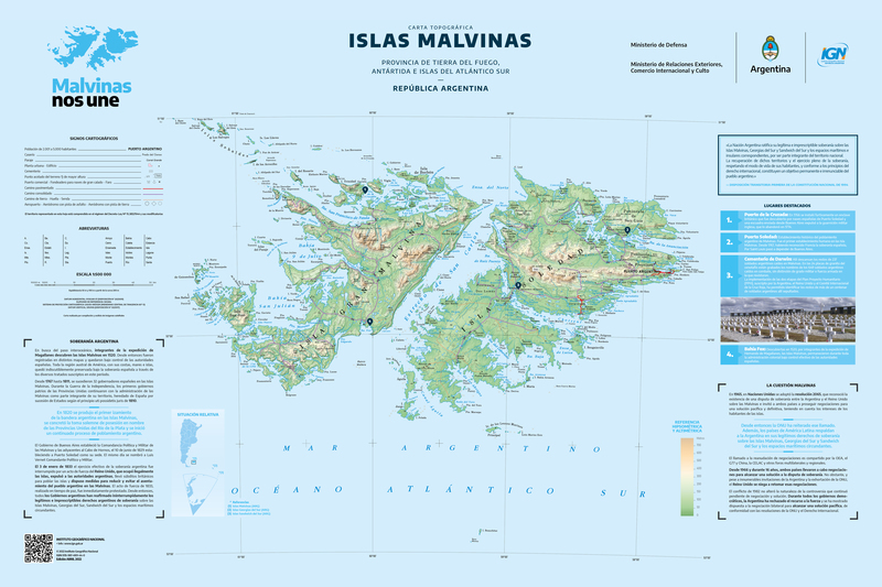Carta topográfica de las Islas Malvinas