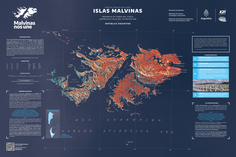 Imagen satelital de las Islas Malvinas