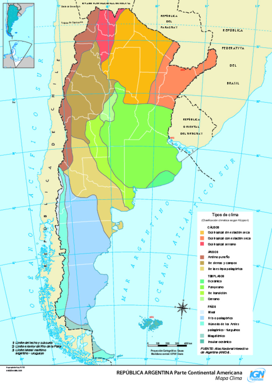 Mapa de Argentina: climas