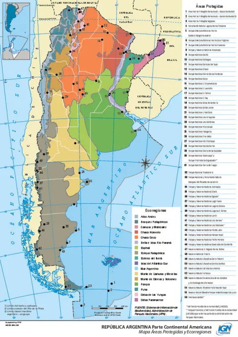 Mapa de Argentina: ecorregiones