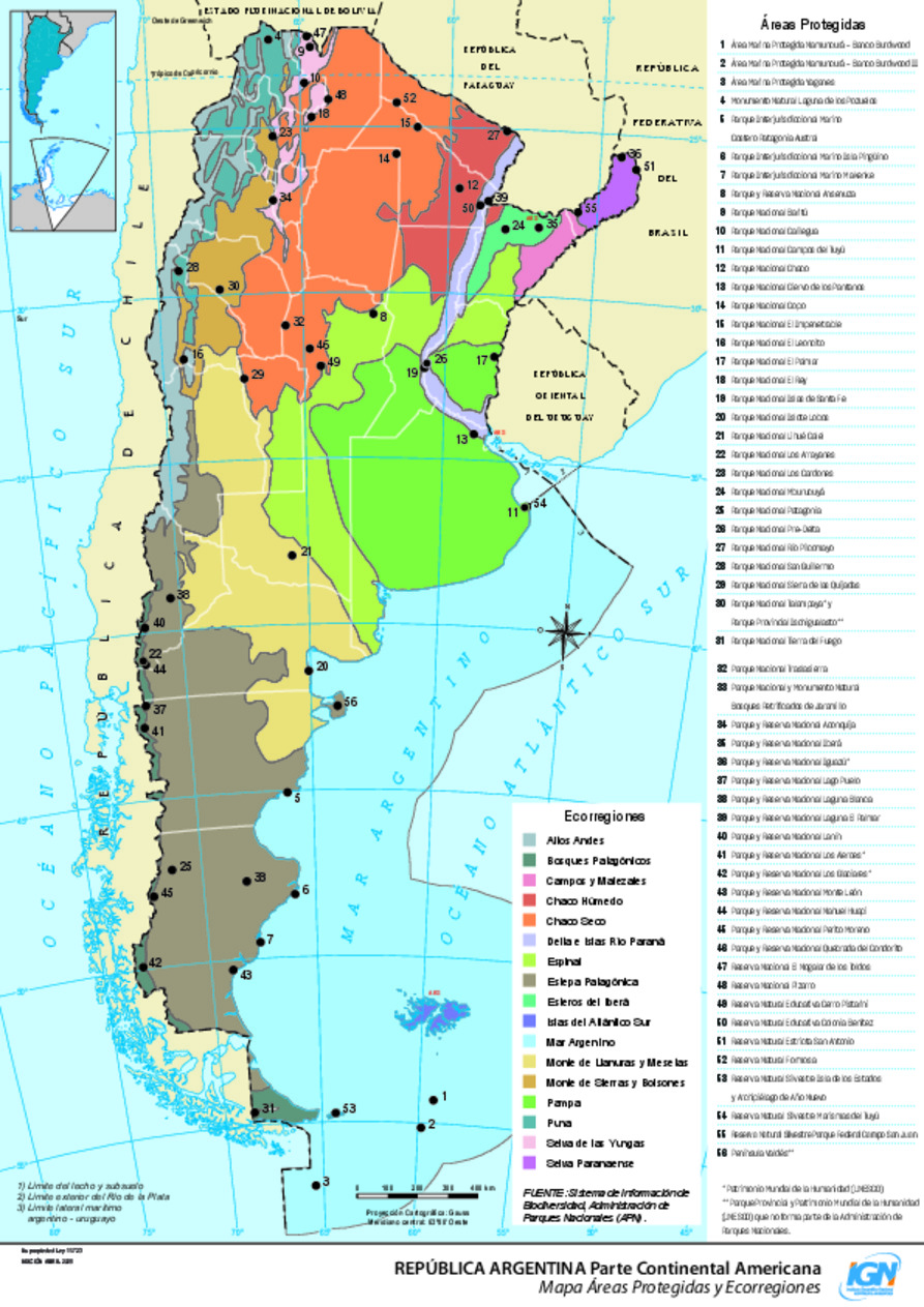 Mapa de Argentina: ecorregiones