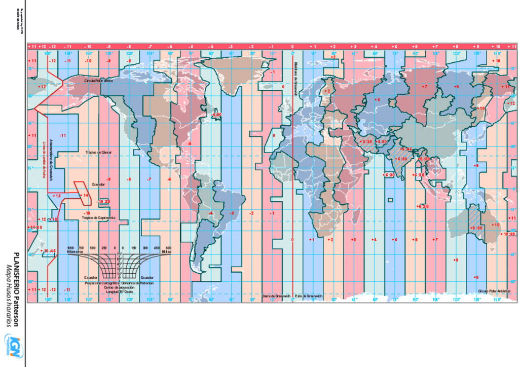 Mapa de Argentina: husos horarios