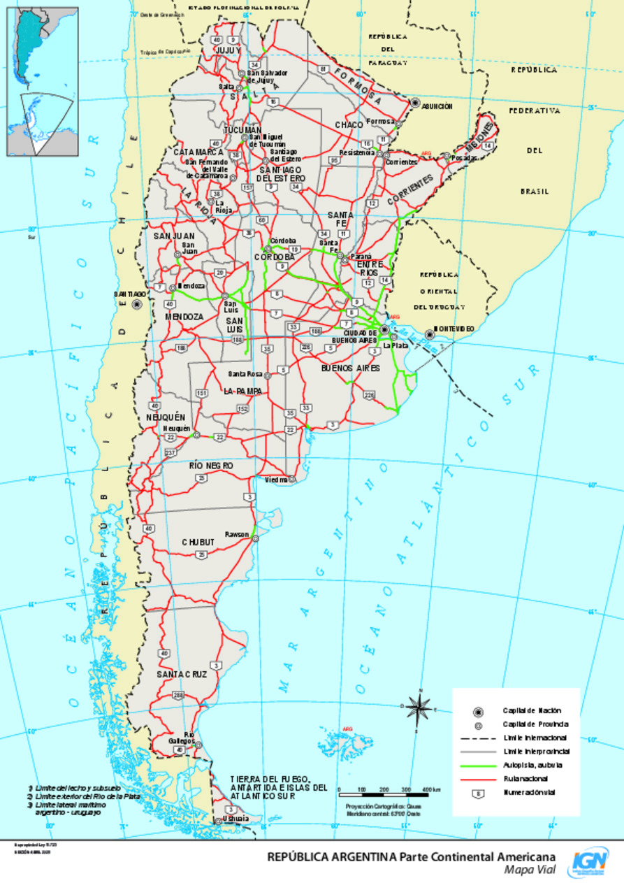 Mapa de Argentina: red vial