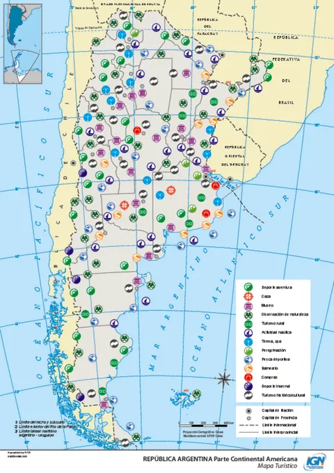 Mapa de Argentina: turístico
