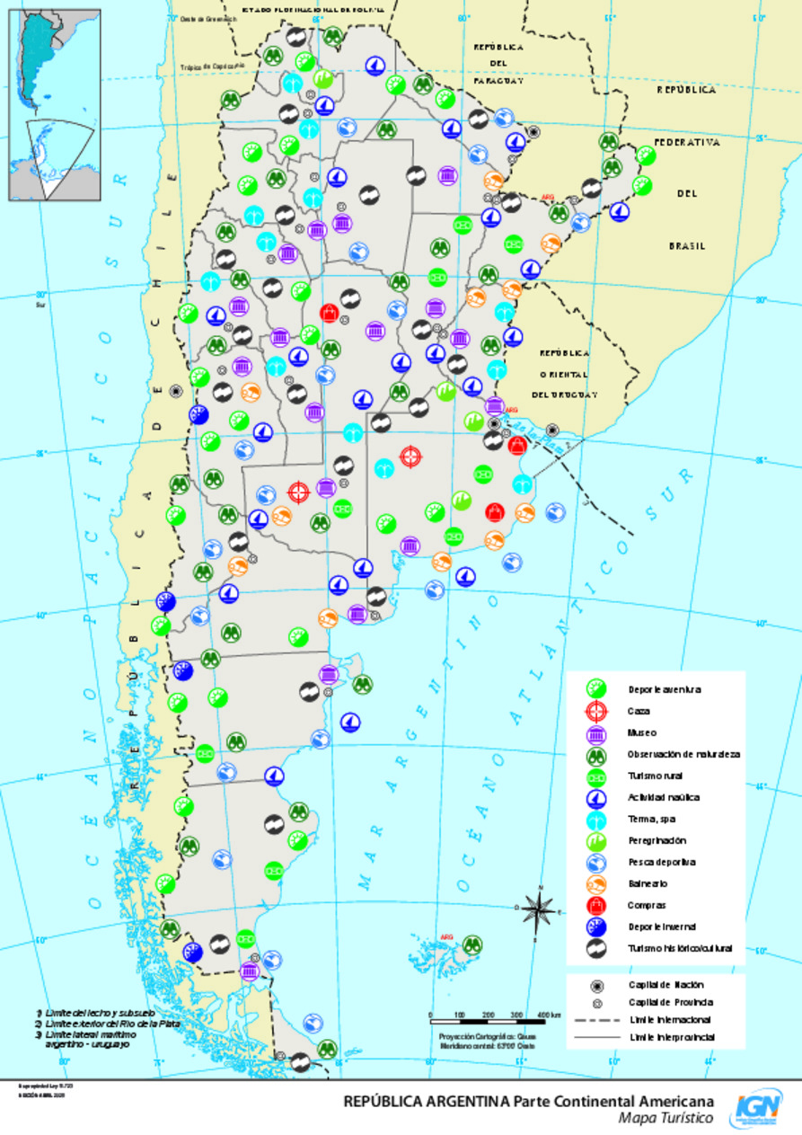 Mapa de Argentina: turístico