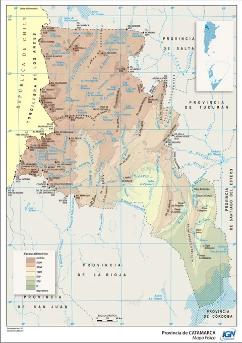 Mapa físico de Catamarca