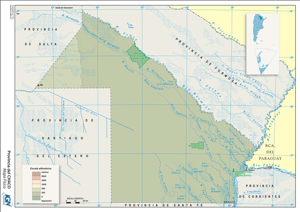 Mapa físico de Chaco
