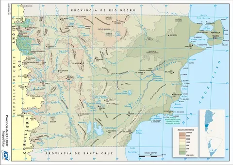 Mapa físico de Chubut