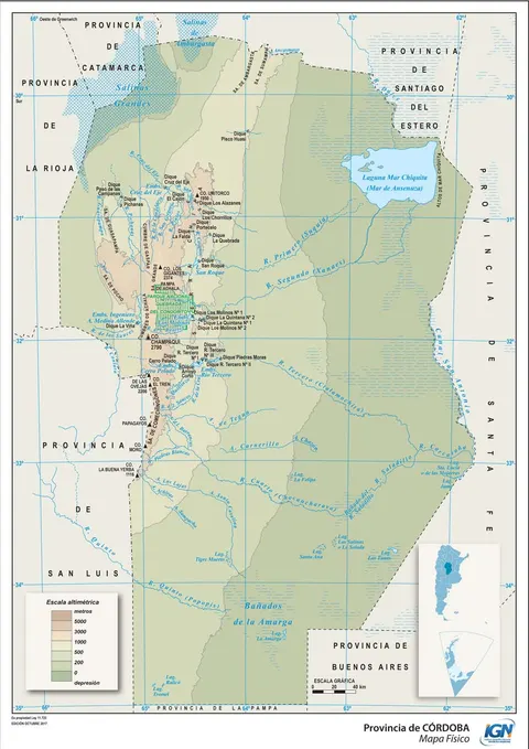 Mapa físico de Córdoba