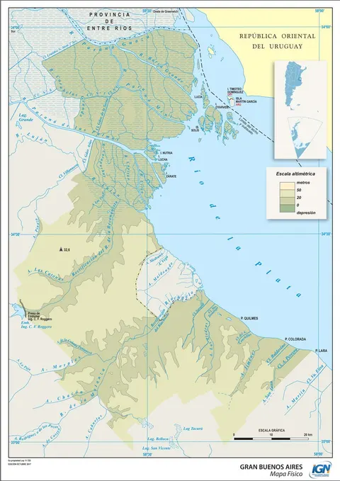 Mapa físico de Gran Buenos Aires