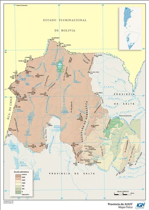 Mapa físico de Jujuy