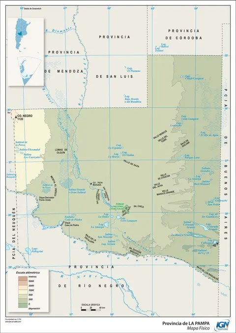 Mapa físico de La Pampa
