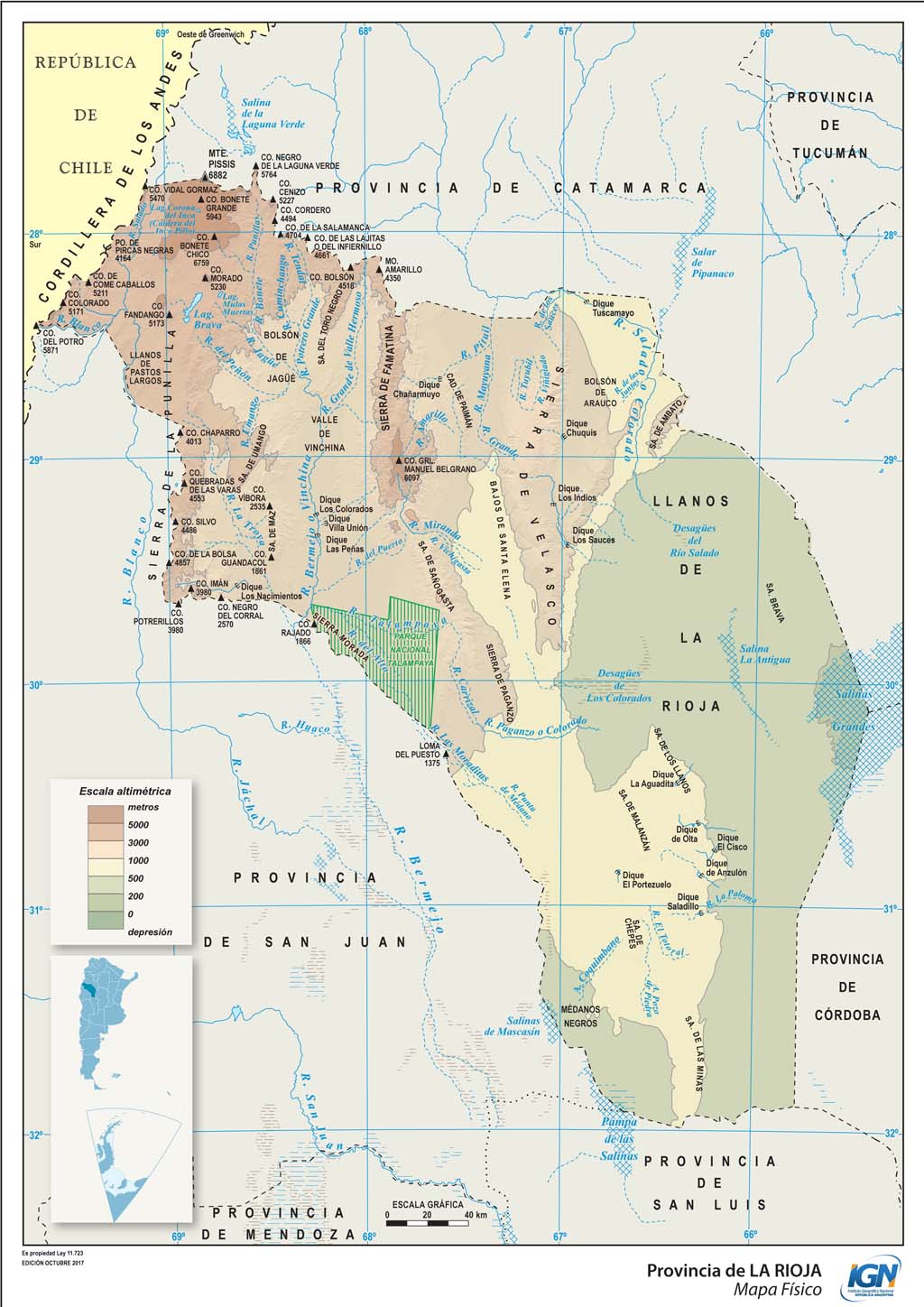 Mapa físico de La Rioja