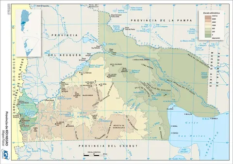 Mapa físico de Río Negro