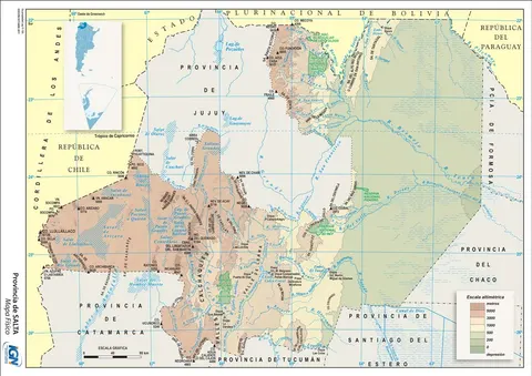 Mapa físico de Salta
