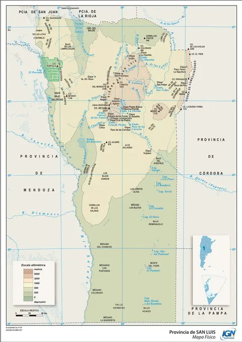 Mapa físico de San Luis