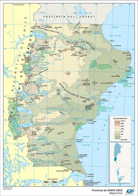 Mapa físico de Santa Cruz