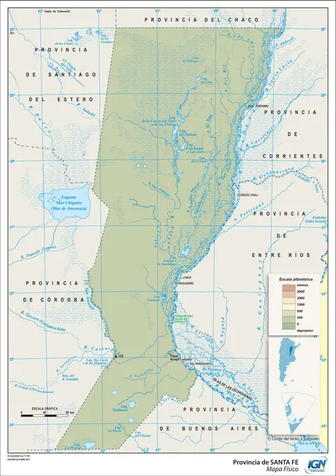 Mapa físico de Santa Fe