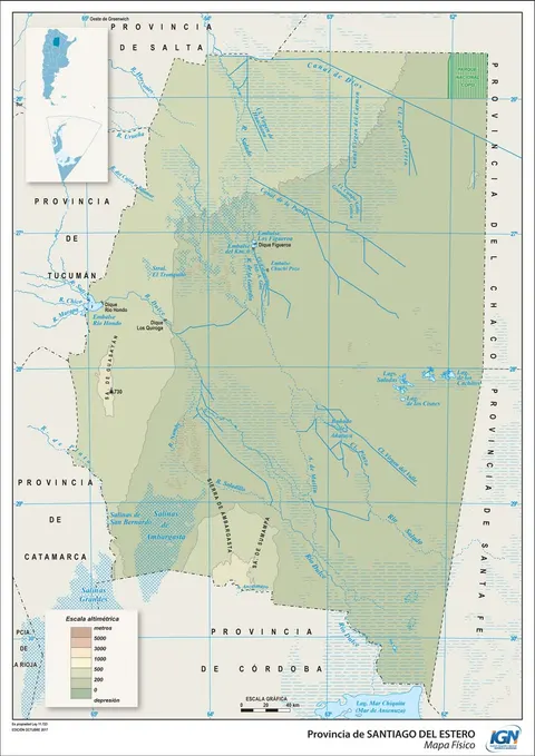 Mapa físico de Santiago del Estero