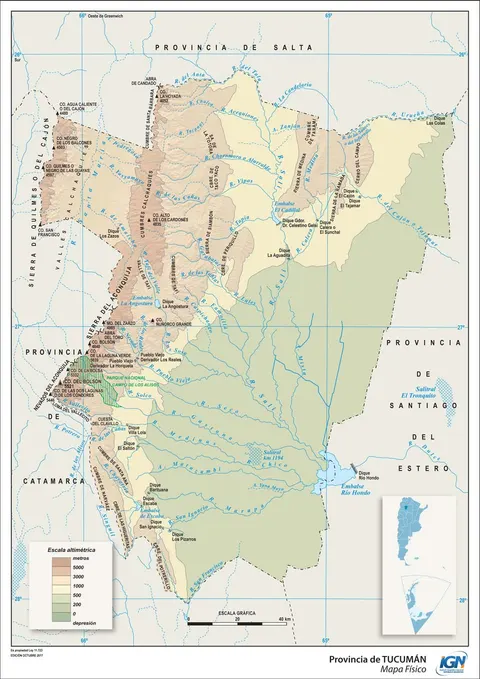 Mapa físico de Tucumán