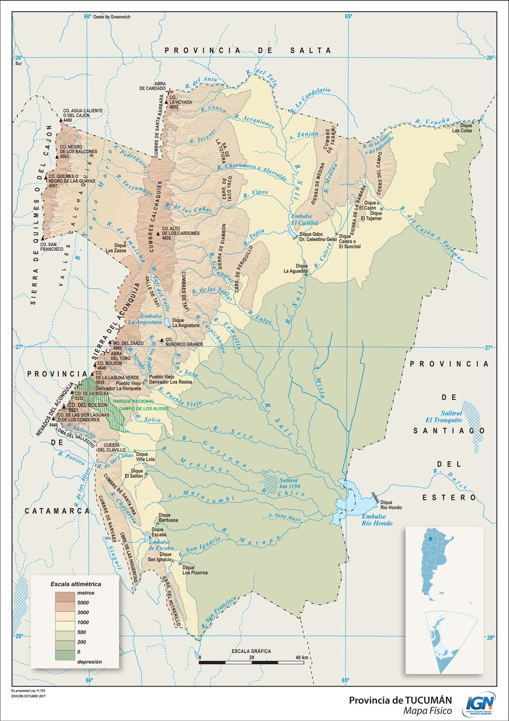 Mapa físico de Tucumán