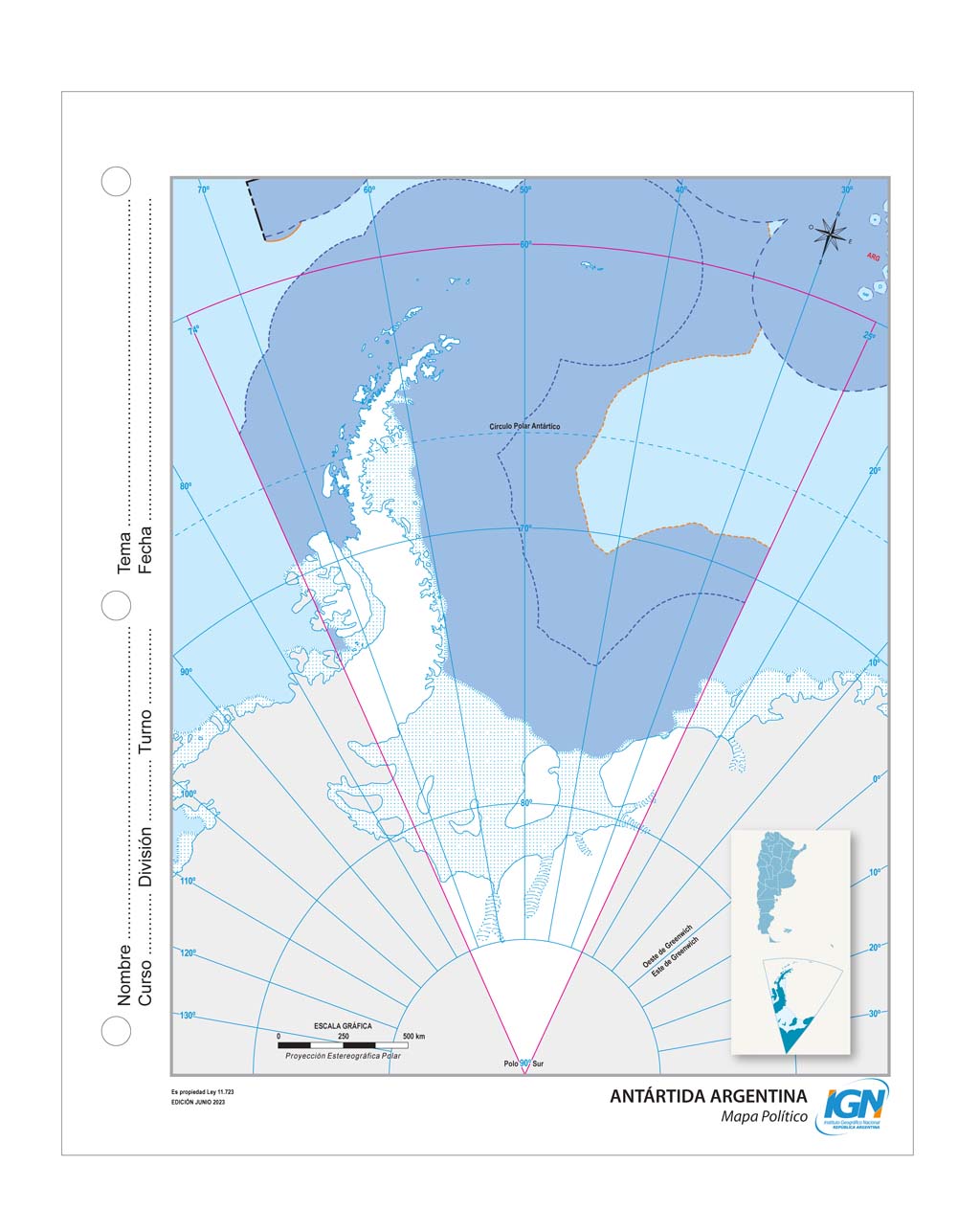 Mapa mudo de Antártida (N.º 3)