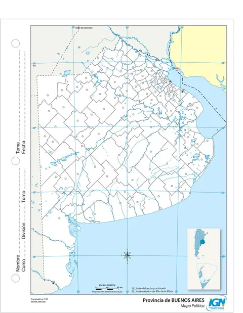 Mapa mudo de Buenos Aires con partidos (N.º 3)