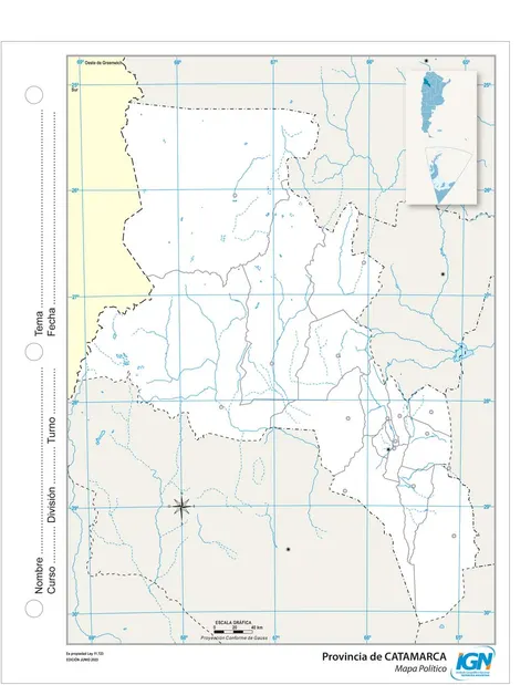 Mapa mudo de Catamarca con departamentos (N.º 3)
