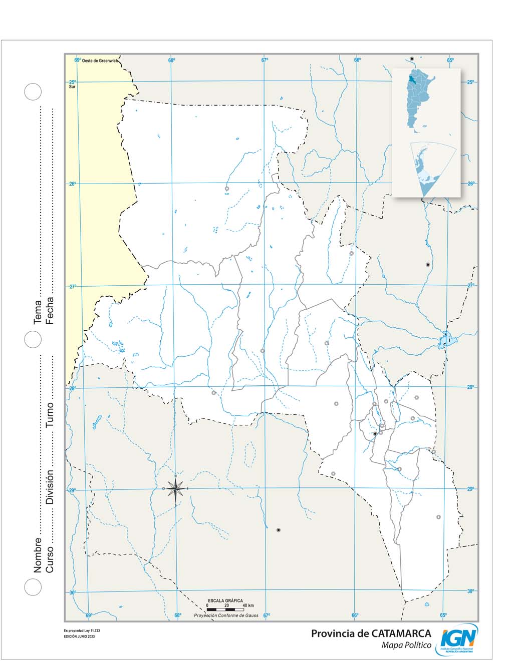 Mapa mudo de Catamarca con departamentos (N.º 3)
