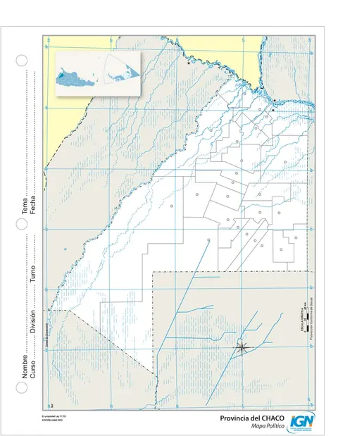 Mapa mudo de Chaco con departamentos (N.º 3)