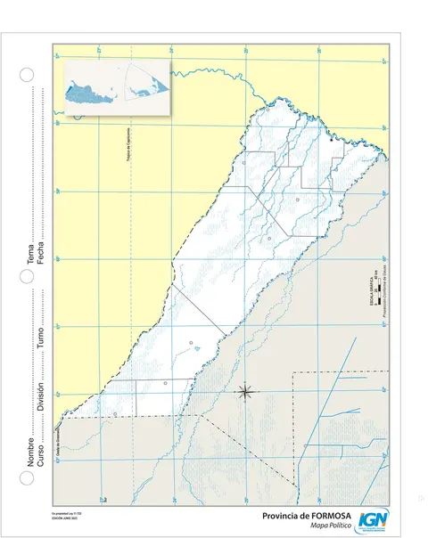 Mapa mudo de Formosa con departamentos (N.º 3)