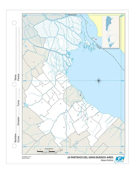 Mapa mudo de Gran Buenos Aires con departamentos (N.º 3)