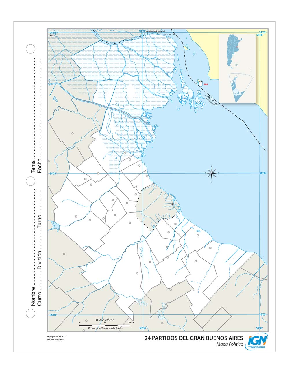 Mapa mudo de Gran Buenos Aires con departamentos (N.º 3)