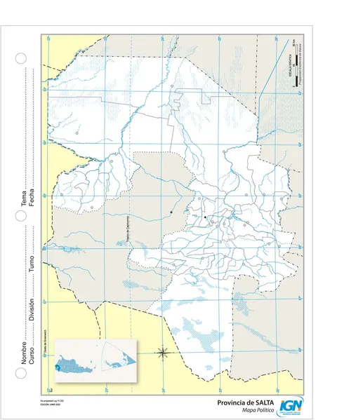 Mapa mudo de Salta con departamentos (N.º 3)