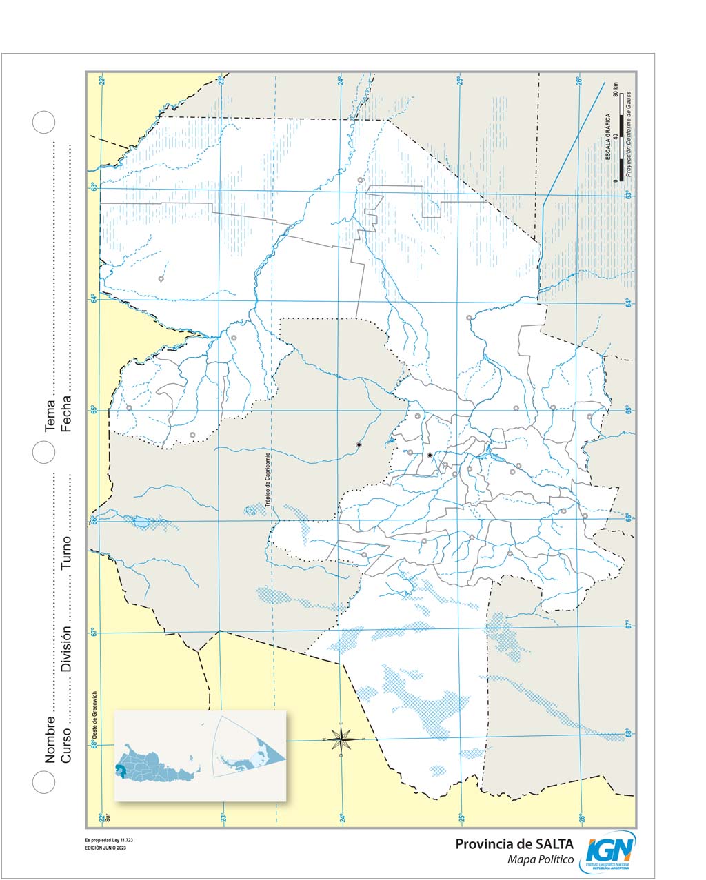Mapa mudo de Salta con departamentos (N.º 3)