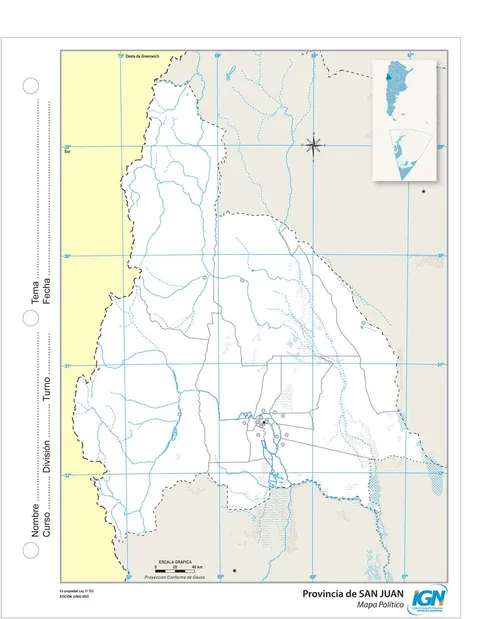 Mapa mudo de San Juan con departamentos (N.º 3)