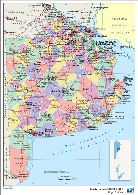 Mapa político de Buenos Aires con partidos