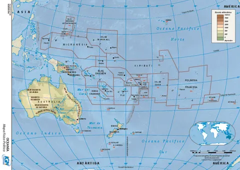 Mapa político de Oceanía