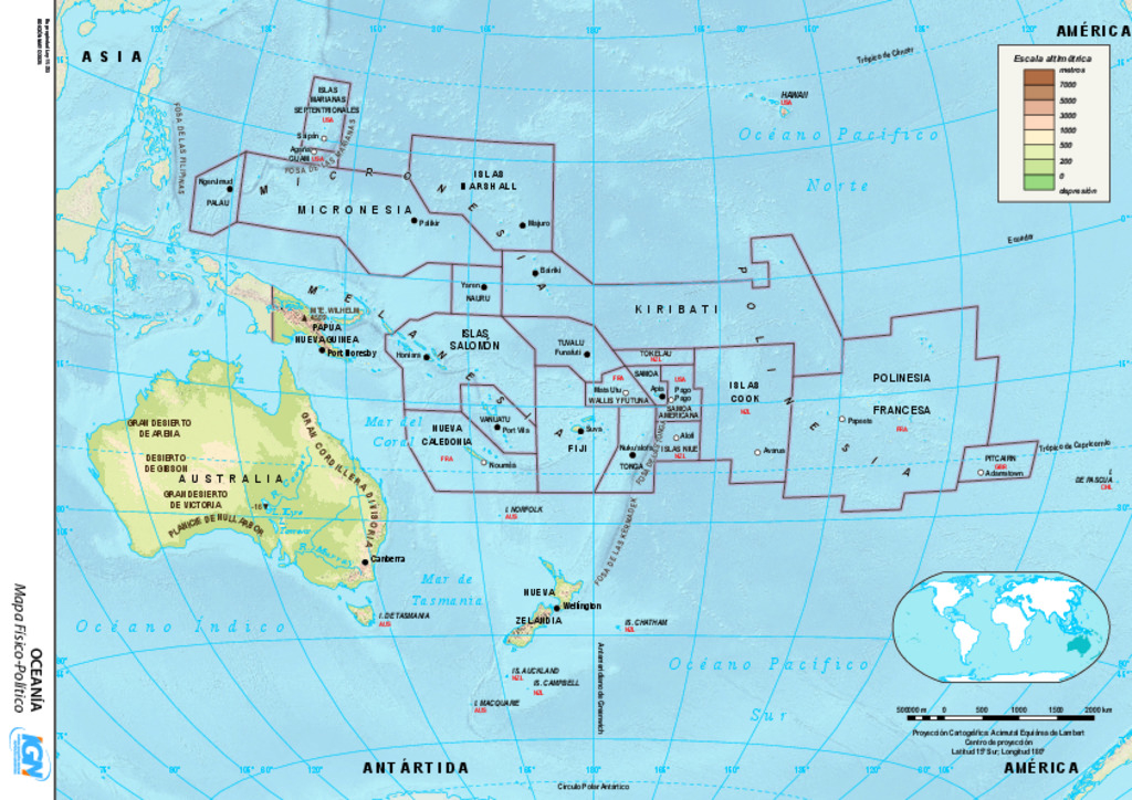 Mapa político de Oceanía