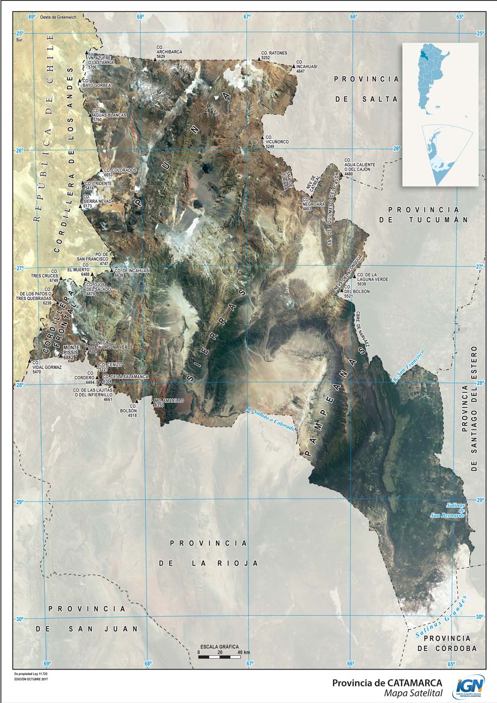 Mapa satelital de Catamarca