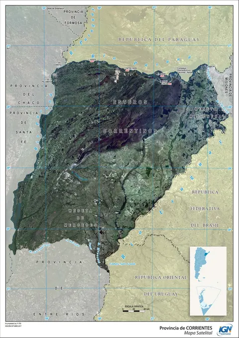 Mapa satelital de Corrientes