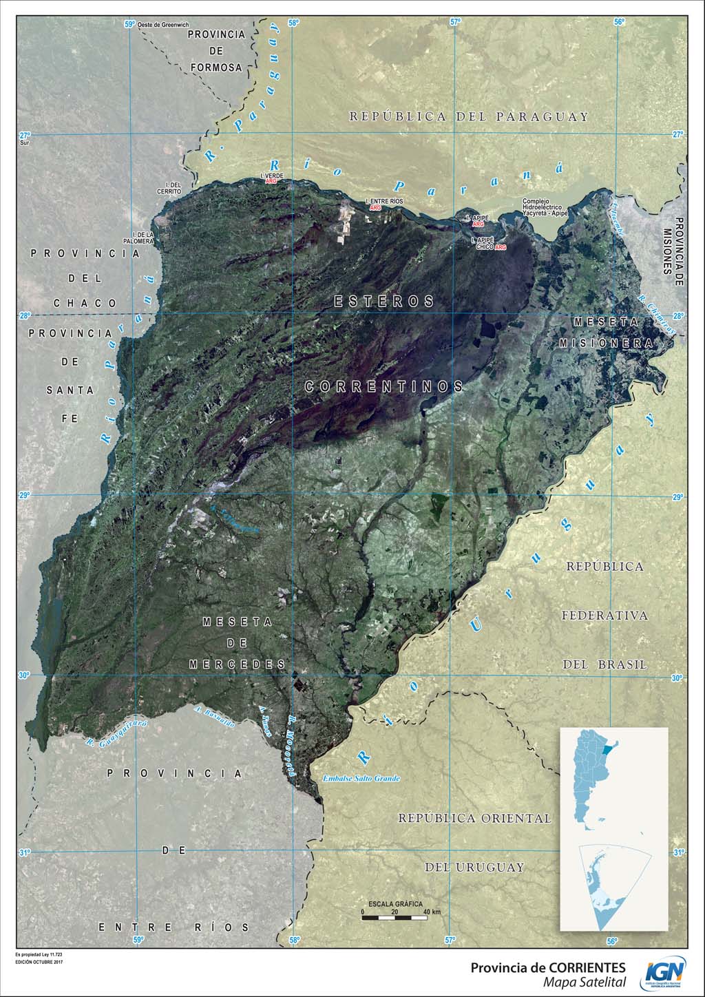 Mapa satelital de Corrientes