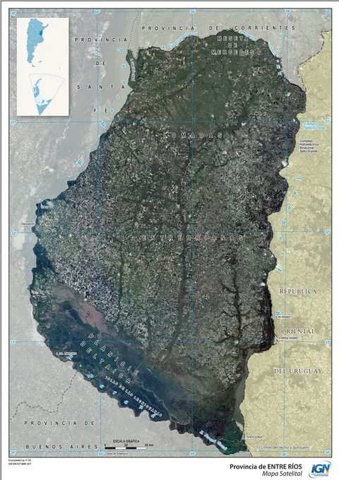 Mapa satelital de Entre Ríos