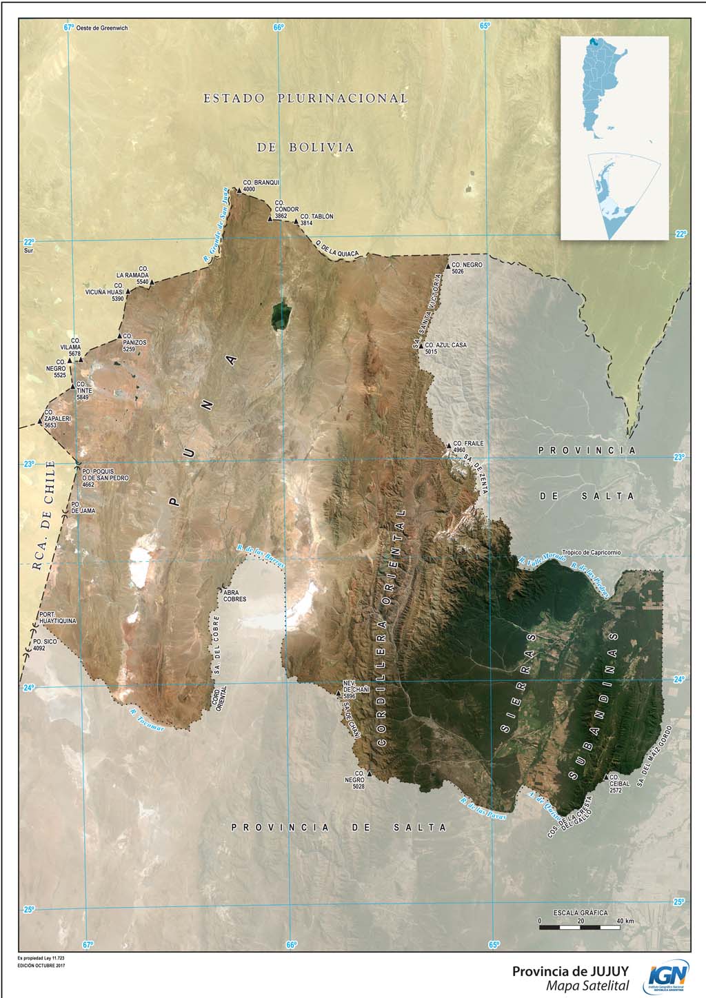 Mapa satelital de Jujuy