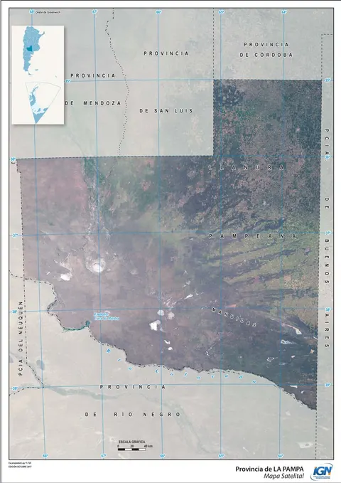 Mapa satelital de La Pampa