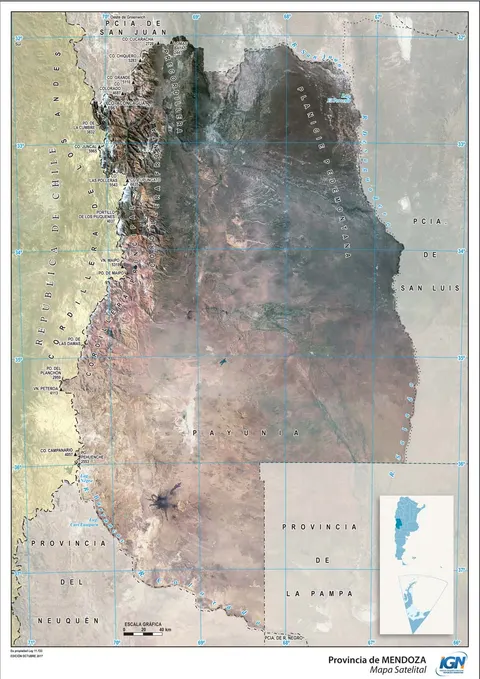 Mapa satelital de Mendoza