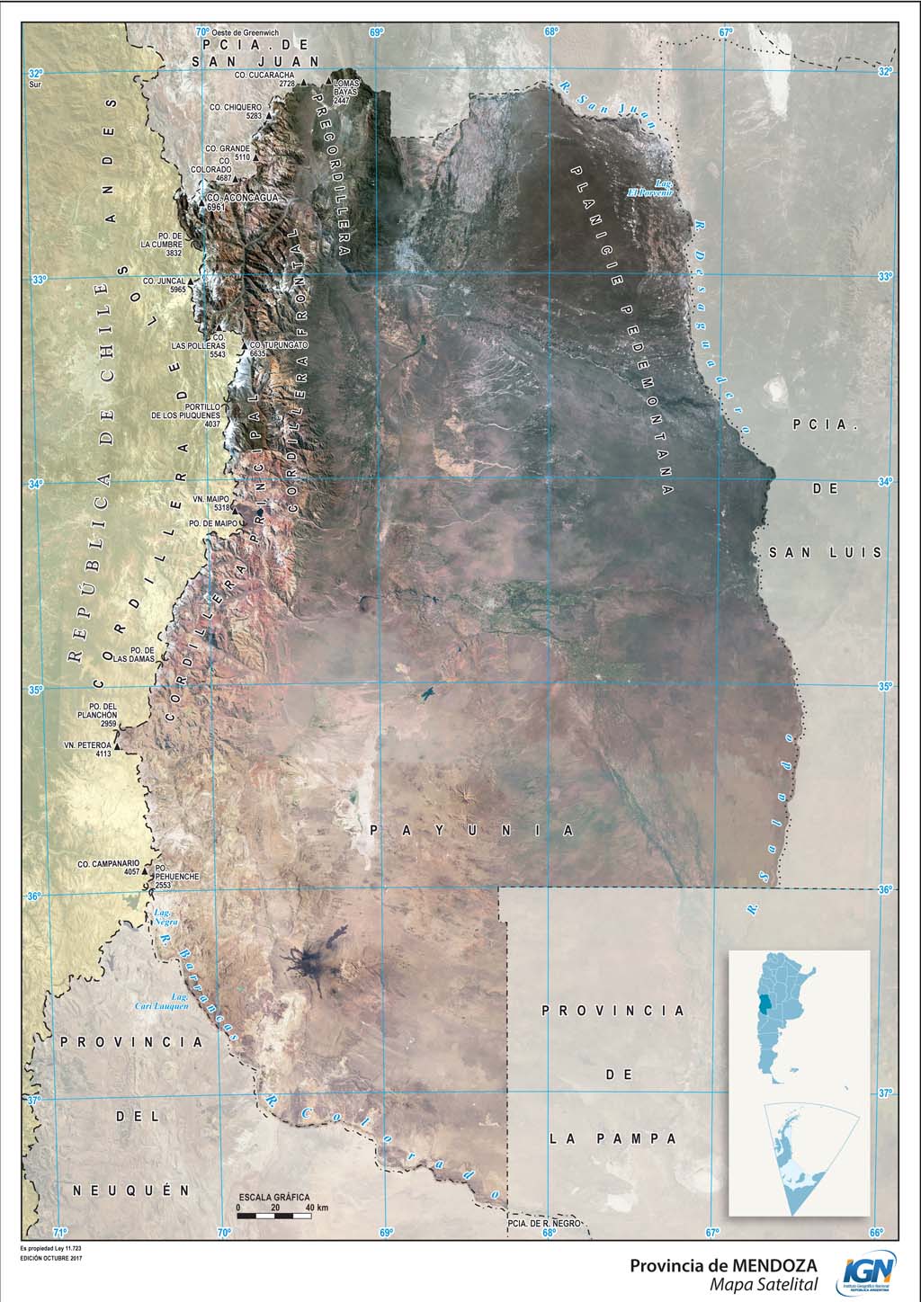 Mapa satelital de Mendoza