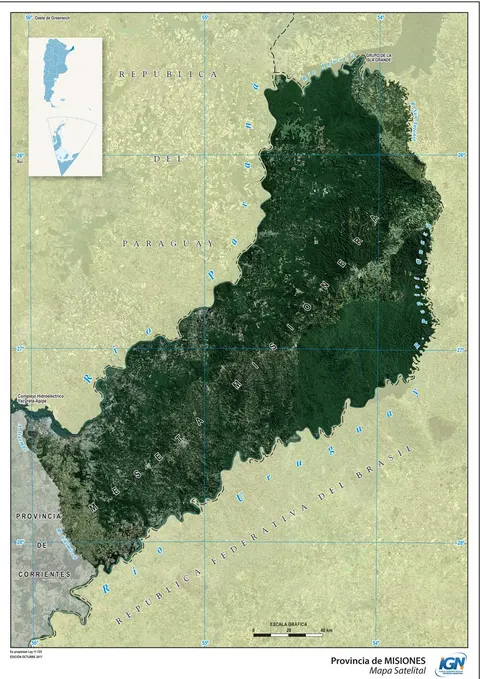 Mapa satelital de Misiones