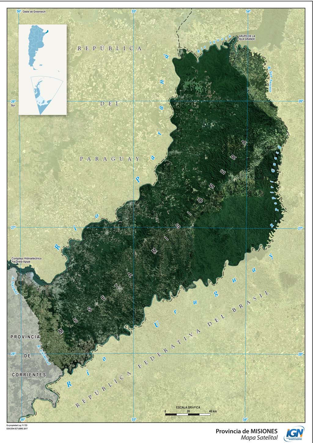 Mapa satelital de Misiones