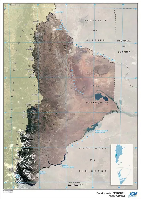 Mapa satelital de Neuquén